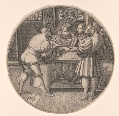 Männer beim Würfelspiel von Unknown artist