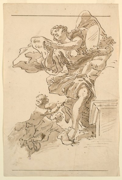 Putti und geflügelte Figur von Unknown artist