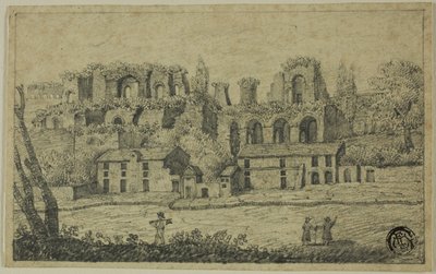 Flusslandschaft mit römischen Ruinen von Unknown artist