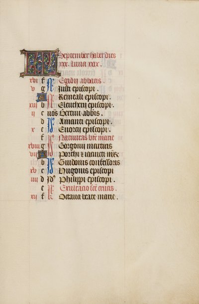 September-Kalenderseite von Unknown artist