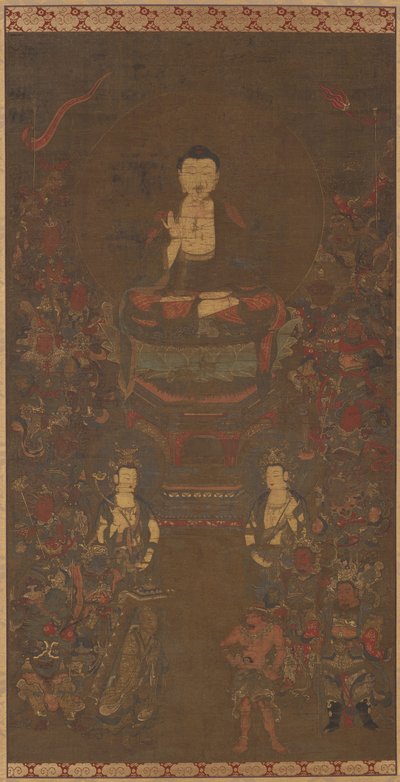 Shakyamuni mit den Sechzehn Wohlwollenden Gottheiten von Unknown artist