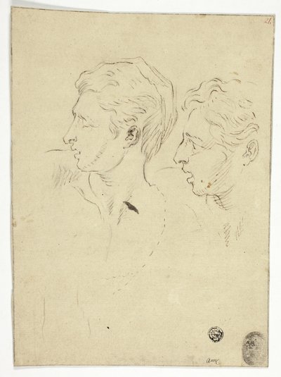 Skizze von zwei Männern, die nach links drehen von Unknown artist
