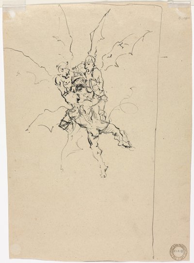 Drei Dämonen, die einen Ritter halten (verso) von Unknown artist