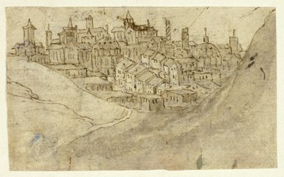 Blick auf die Hügelstadt von Unknown artist
