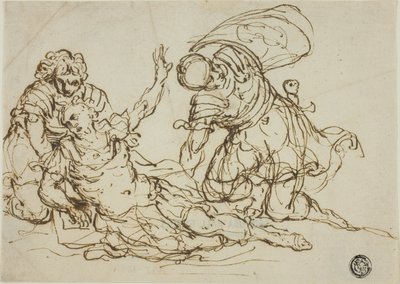 Verwundeter Krieger und zwei Gefährten von Unknown artist