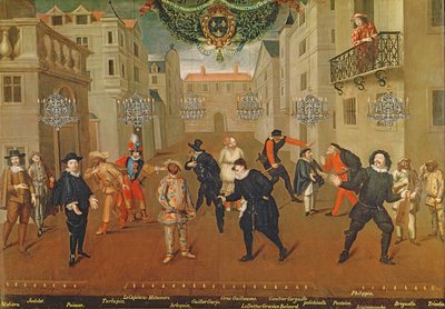 Italienische und französische Komödianten spielen in Farcen, 1670 von Verio