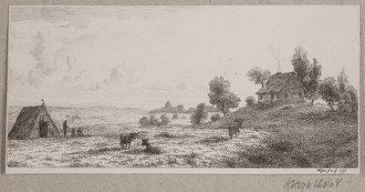Landschaft mit einem Bauernhaus und einer Hütte von Vilhelm Kyhn