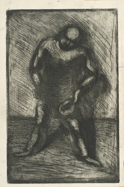 Mann mit gespreizten Beinen und Hut in der Hand von Vilhelm Lundstrøm