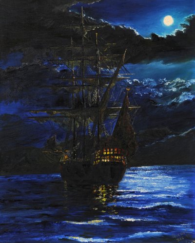 Galeone vor Anker von Vincent Alexander Booth