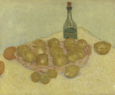 Korb mit Zitrone und Flasche von Vincent van Gogh