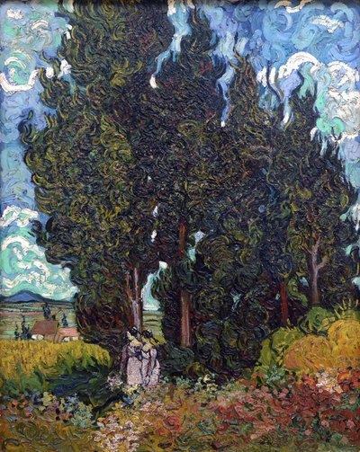 Zypressen mit zwei Figuren, 1889-1890 von Vincent van Gogh