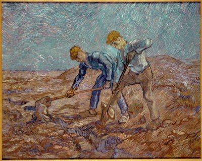 Zwei Bauern graben nach Hirse, 1889 von Vincent van Gogh