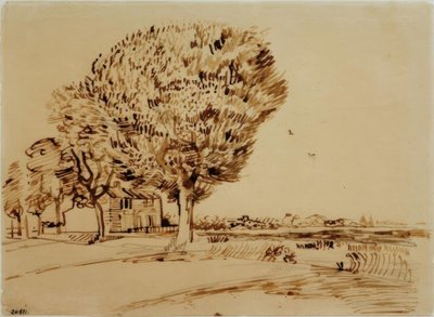 Landschaft mit Haus und Bäumen von Vincent van Gogh