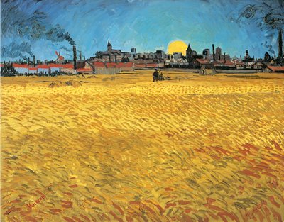 Sonnenuntergang: Weizenfelder bei Arles von Vincent van Gogh