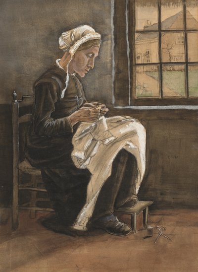 Frau beim Nähen von Vincent van Gogh
