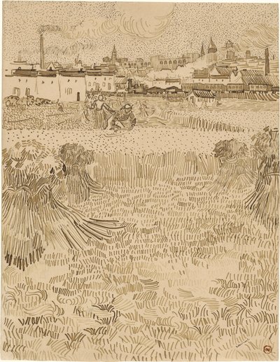 Arles. Blick von den Weizenfeldern (1888) von Vincent van Gogh