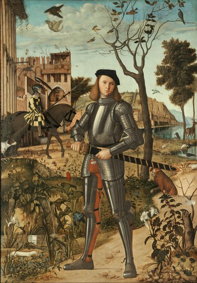 Junger Ritter in einer Landschaft von Vittore Carpaccio