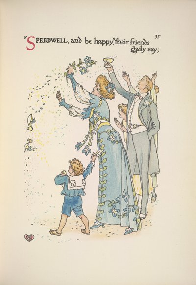 Ehrenpreis. Die Hochzeitsgäste werfen Konfetti von Walter Crane