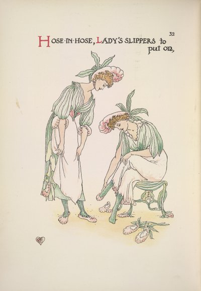 Zwei Damen, die Hausschuhe anziehen von Walter Crane