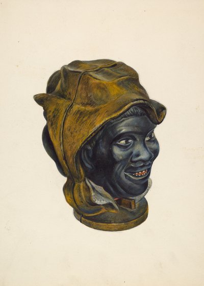 Spielzeugbank: Kopf eines schwarzen Jungen, ca. 1939 von Walter Hochstrasser