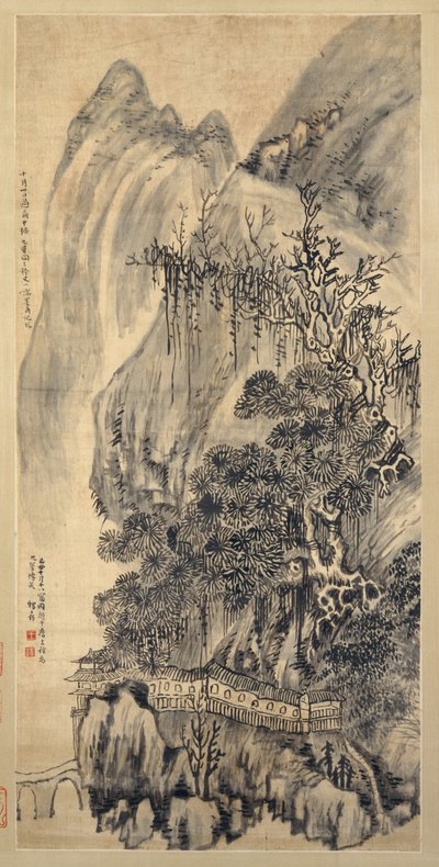 Landschaft, datiert 1649 von Wang Duo