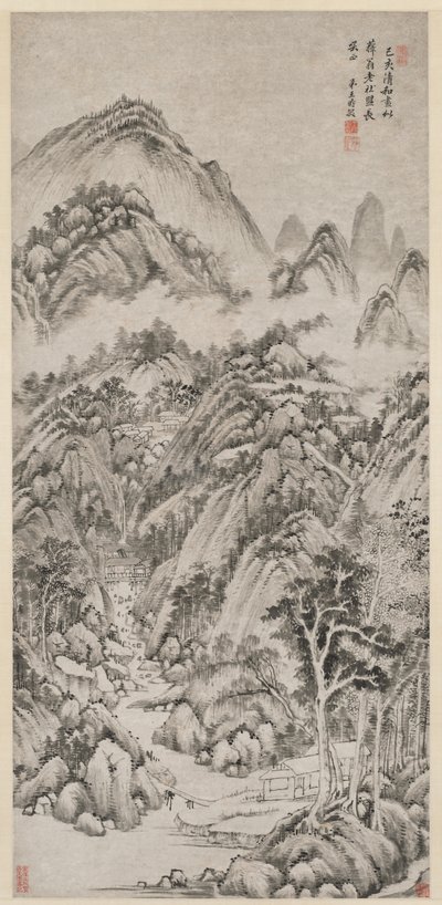 Bergdorf im Sommer, 1659 von Wang Shimin