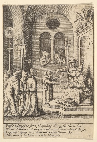 Jesus erneut vor Kaiphas von Wenceslaus Hollar