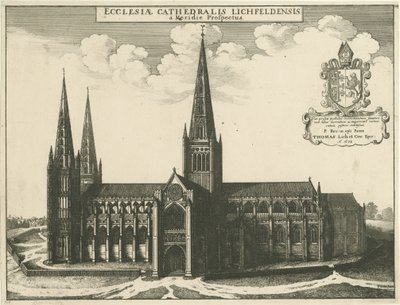 Lichfield Kathedrale - Südansicht: Radierung, 1672 von Wenceslaus Hollar