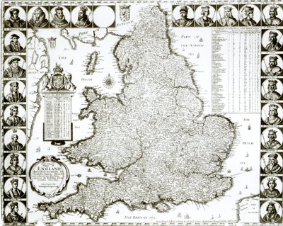Karte von England und Wales, 1644 von Wenceslaus Hollar