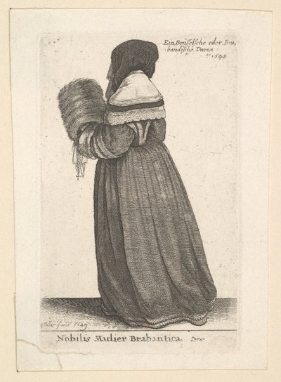 Nobilis Mulier Brabantica, Adlige Frau aus Brabant, 1648 von Wenceslaus Hollar