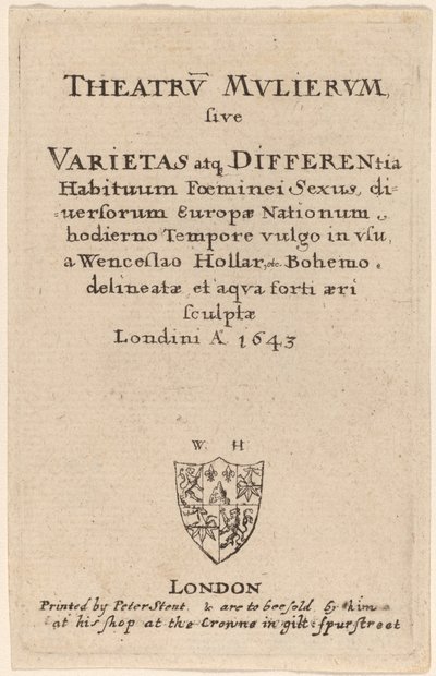 Theatrum mulierum: Titelseite, 1643 von Wenceslaus Hollar