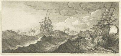 Kriegsschiff in der Wellentrog von Wenceslaus Hollar