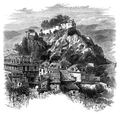Das Schloss von Lourdes, Frankreich, 19. Jahrhundert von Whymper