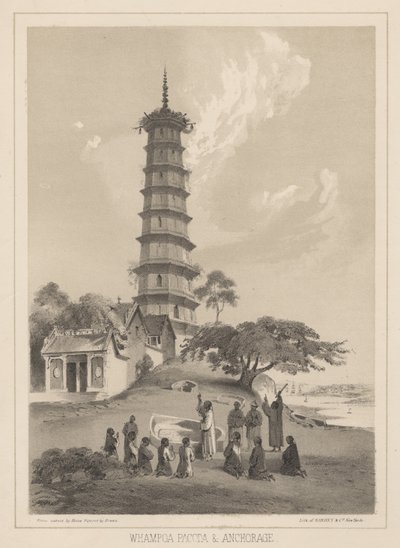 Whampoa-Pagode und Ankerplatz, 1855 von Wilhelm Joseph Heine