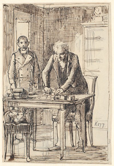 Brief wird versiegelt, während der Diener wartet von Wilhelm Marstrand