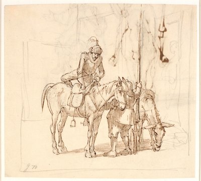 Don Quixote besteigt sein Pferd von Wilhelm Marstrand