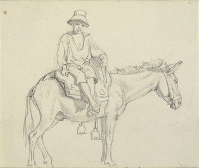Junge, seitlich auf einem Esel sitzend von Wilhelm Marstrand