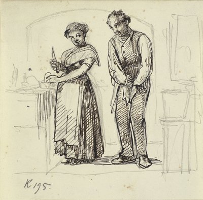 Flirten mit der Küchenmagd von Wilhelm Marstrand