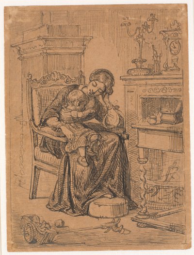 Mutter und Sohn. Interieur von Wilhelm Marstrand