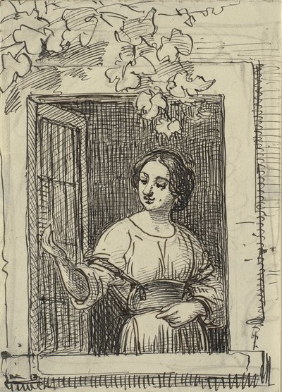 Junges Mädchen am Fenster von Wilhelm Marstrand