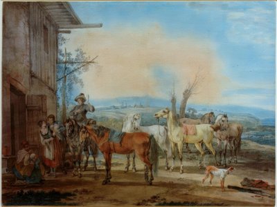 Reiter vor einer Schenke von Wilhelm von Kobell