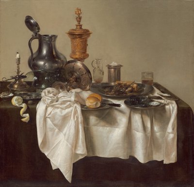 Bankettstück mit Hackfleischpastete von Willem Claesz. Heda