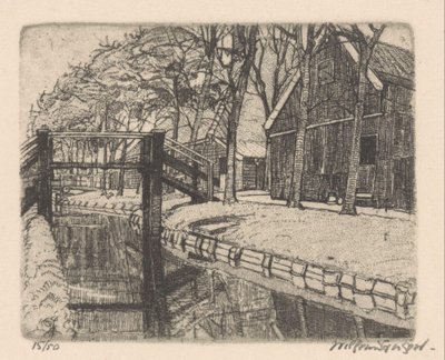 Brücke in Assendelft von Willem Jansen (graveur) (signed by artist)