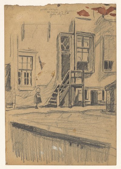 Mädchen bei hölzerner Treppe, Kaumauer von Willem Arnoldus Witsen
