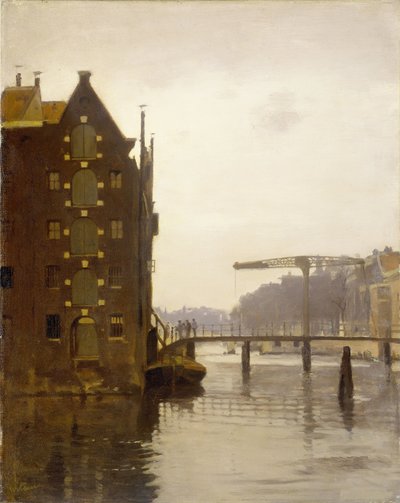 Lagerhäuser an einem Amsterdamer Kanal in Uilenburg von Willem Arnoldus Witsen