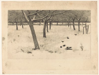 Verschneiter Obstgarten mit Vögeln von Willem Arnoldus Witsen