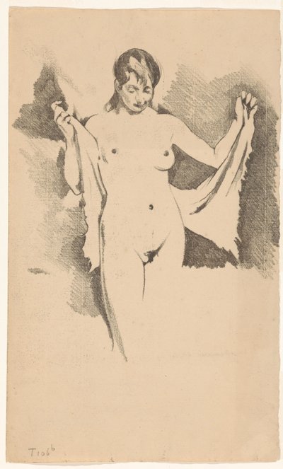 Stehende, nackte Frau, die sich abtrocknet von Willem Arnoldus Witsen