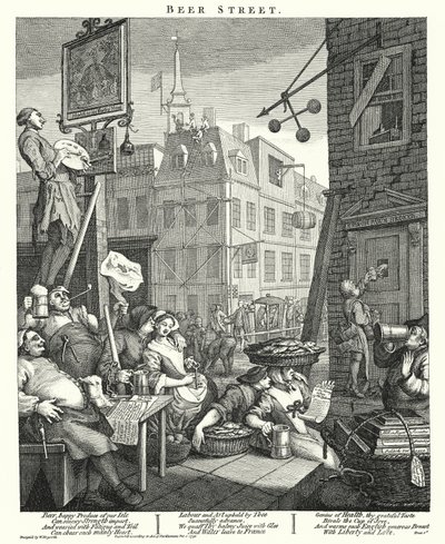 Bierstraße (Stich) von William (after) Hogarth