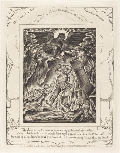 Die Zerstörung von Hiobs Söhnen von William Blake