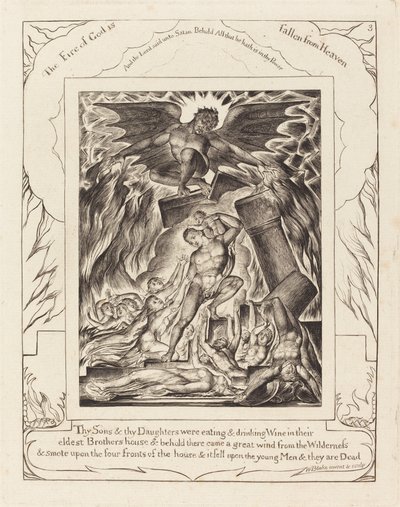 Die Zerstörung von Hiobs Söhnen von William Blake